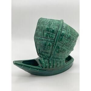 Vintage Ceramic Asian Junk Boat TV Lamp – Mid-Century Green Glaze